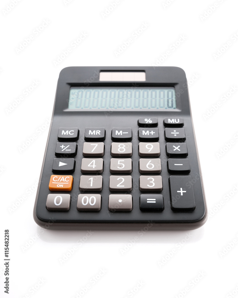 basic one liner calculator with rubber keypad foto de Stock | Adobe Stock