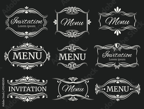 Calligraphic decorative vector frames for menu and wedding invitation. Calligraphic frame for wedding and invitation, illustration element vintage menu