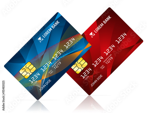 Credit card isolated on white vector illustration. Debit card for business, card model for payment