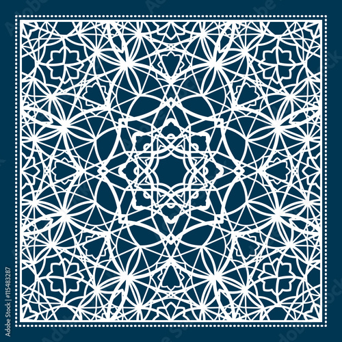 Blue scarf design with geometric pattern. Vector illustration photo