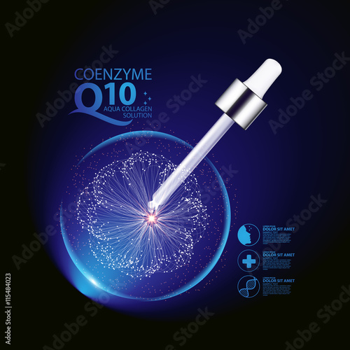 coenzyme q10 Serum and Background Concept Skin Care Cosmetic.