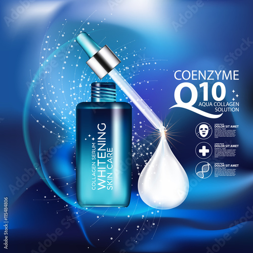 coenzyme q10 Serum and Background Concept Skin Care Cosmetic.