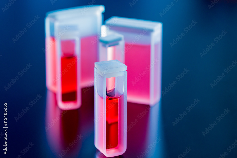 Quartz and Glass Cuvettes small square tube designed to hold samples for spectroscopic experiments Quartz and Glass Cuvettes small square tube designed to hold samples for spectroscopic experiments