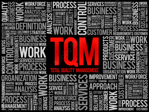 TQM - Total Quality Management word cloud, business concept background
