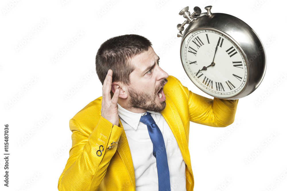 businessman trying to hear time