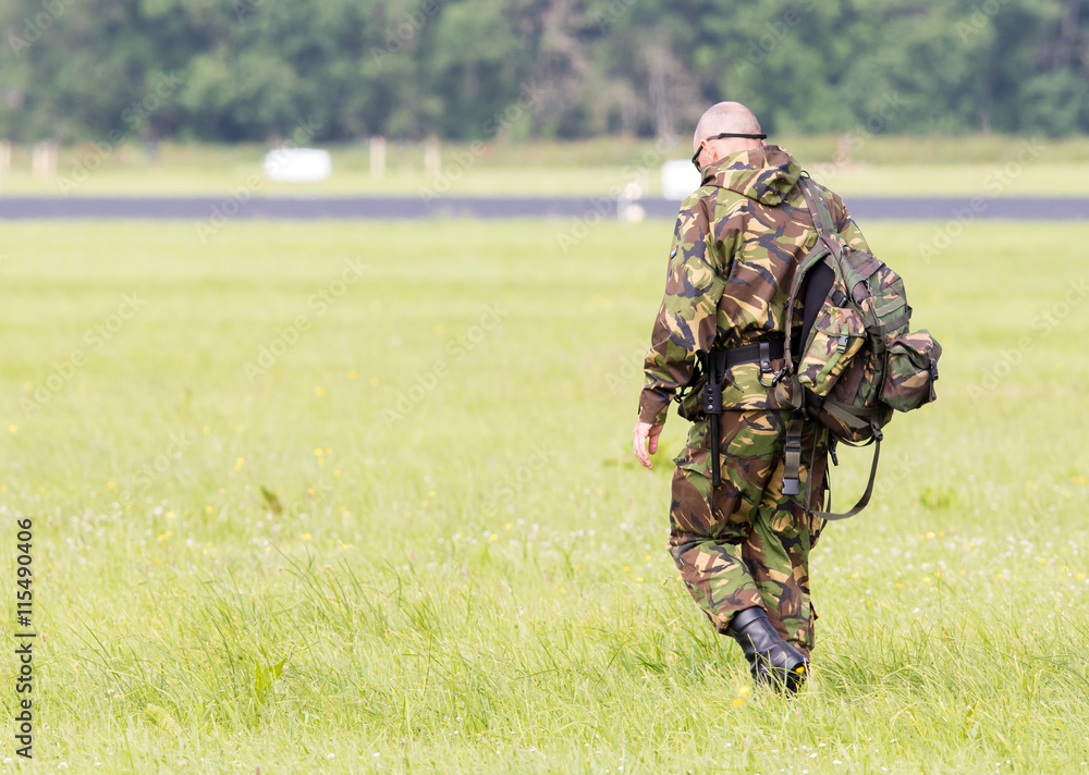 LEEUWARDEN, THE NETHERLANDS - JUNE 9; Military guard walking at
