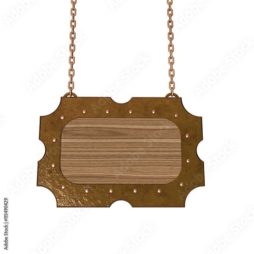 Blank wooden signboard with...
