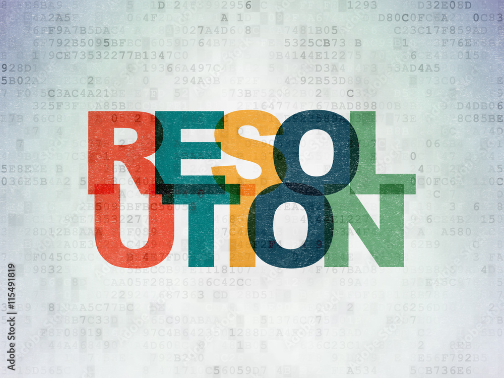 Law concept Resolution on Digital Data Paper background Stock