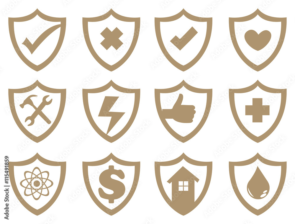 Shield Symbol Vector Icon Set Shield Symbol Vector Icon Set