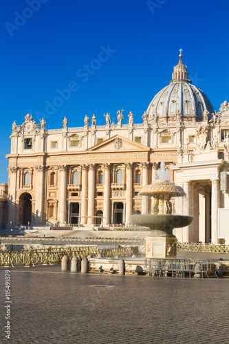 St. Peter's cathedral in Rome and fountain, Italy
