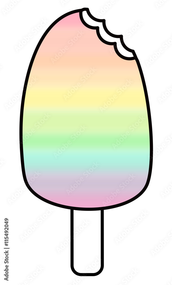 cute cartoon rainbow watercolor bitten ice cream illustration isolated on white background cute cartoon rainbow watercolor bitten ice cream illustration isolated on white background