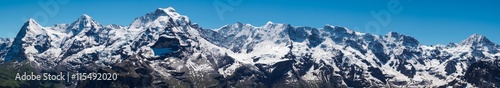 The Jungfrau, Monch, Eiger, panorama view from the top of Shilth