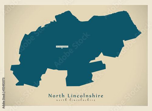Modern Map - North Lincolnshire unitary authority England UK