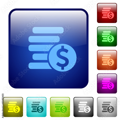 Color dollar coins square buttons