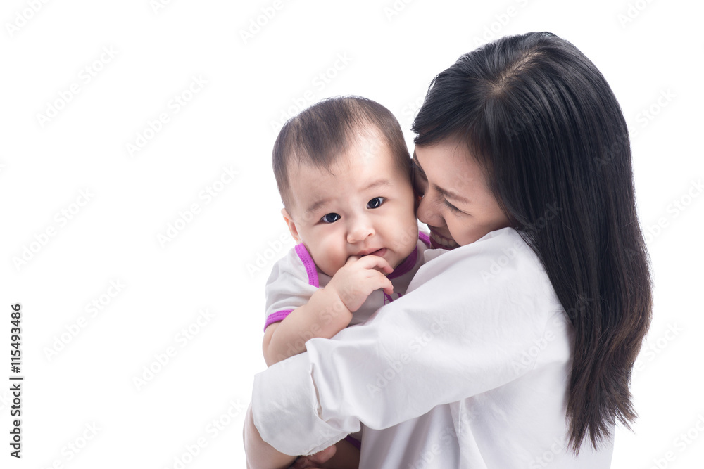 Picture of happy mother with adorable baby Picture of happy mother with adorable baby