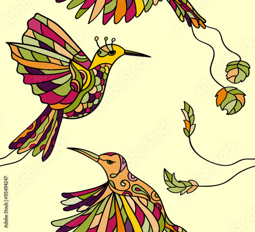 Pattern with couple colibri