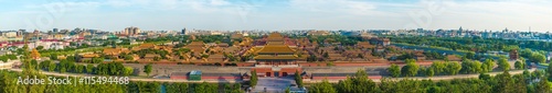 aerial view of beijing forbidden city at dusk