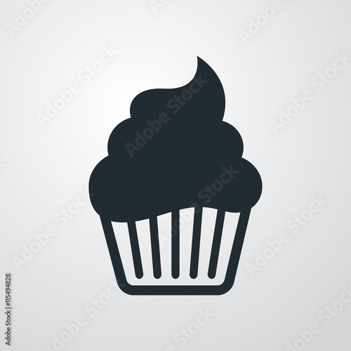 Icono plano cupcake sobre fondo degradado