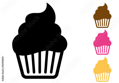 Icono plano cupcake varios colores photo
