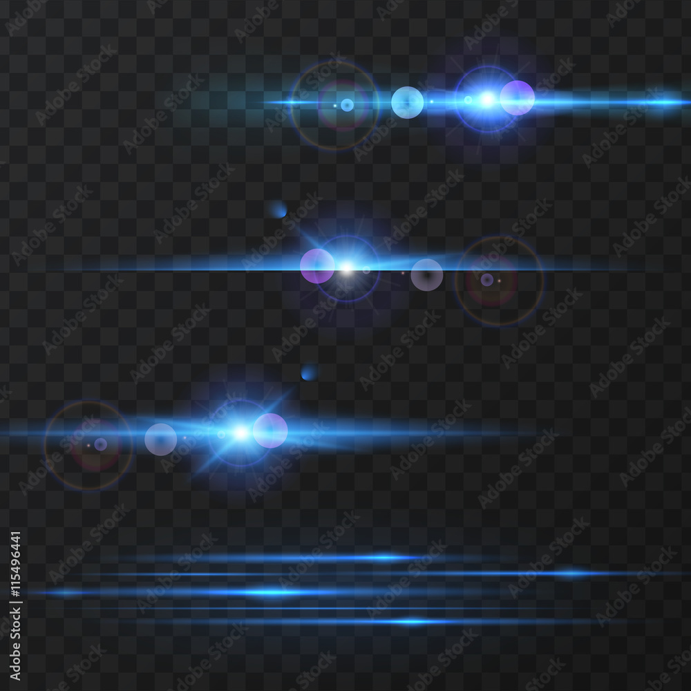 Set of Abstract Lens Flares.Design spare. Glowing stars . Lights and Sparkles on Transparent Background. Transparent Light Effects for Your Design. Vector Illustration. - obrazy, fototapety, plakaty 