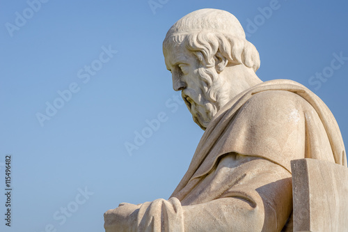 Close Up Marble Statue of the Greek Philosopher Plato