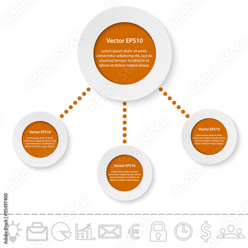 Paper elements for infographic. Business concept with round options.