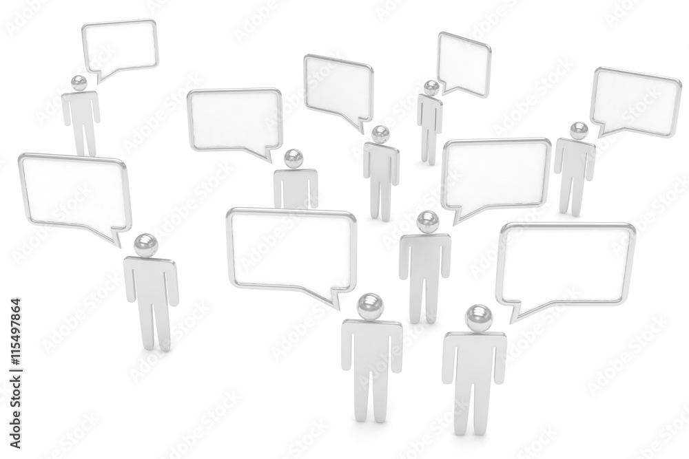 people with talk bubbles isolated over a white background. 3d rendering. people with talk bubbles isolated over a white background. 3d rendering.
