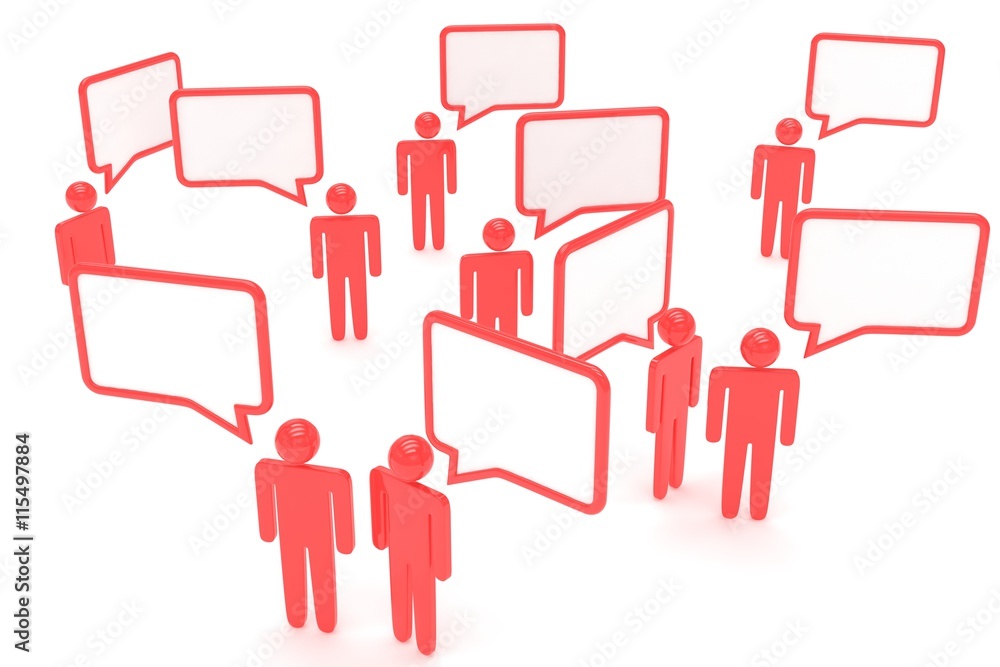 Obraz premium people with talk bubbles isolated over a white background. 3d rendering.