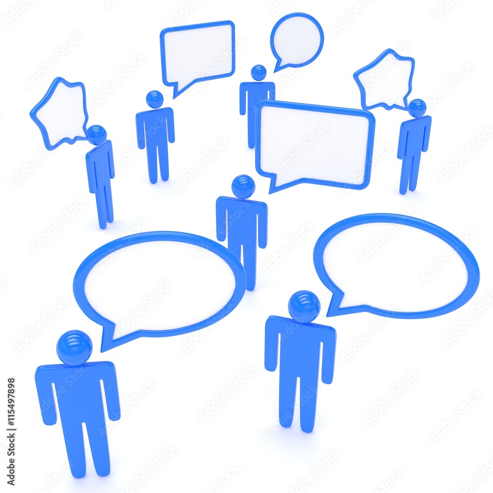 people with talk bubbles isolated over a white background. 3d rendering. people with talk bubbles isolated over a white background. 3d rendering.