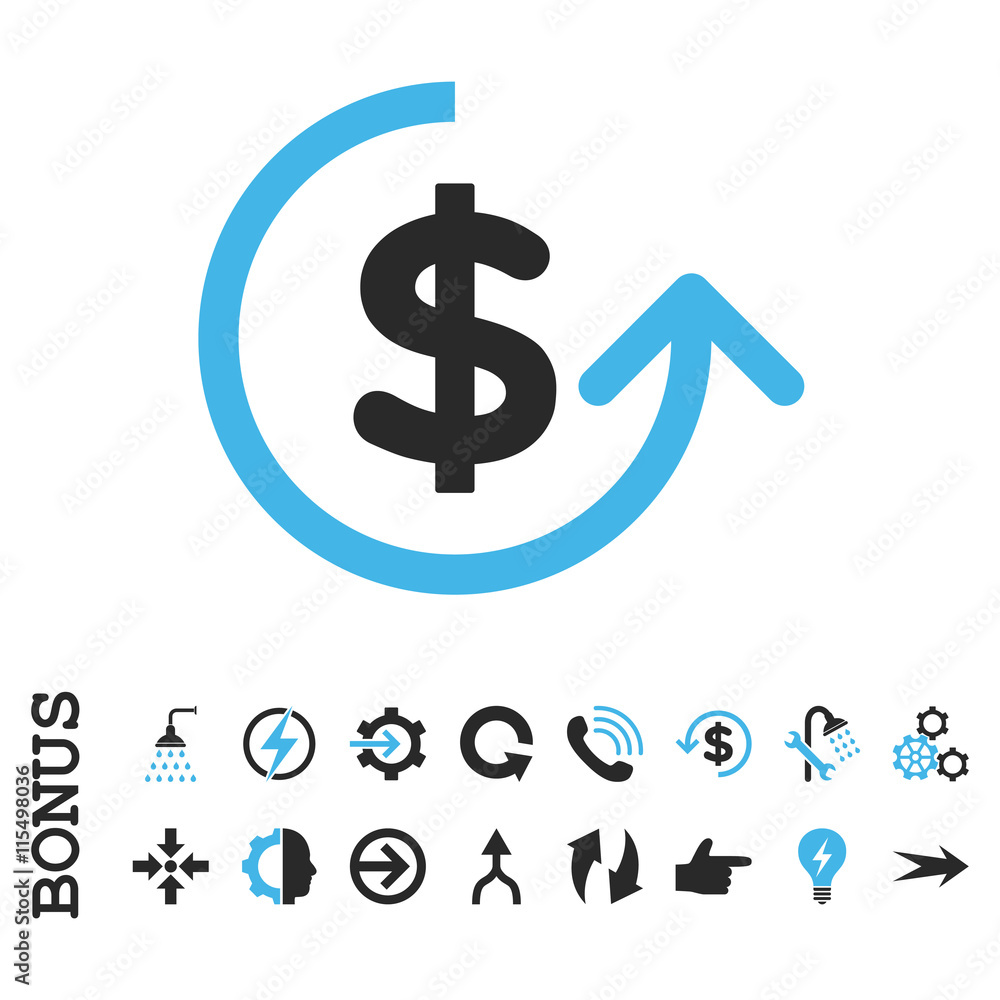 Chargeback vector bicolor icon. Image style is a flat pictogram symbol ...