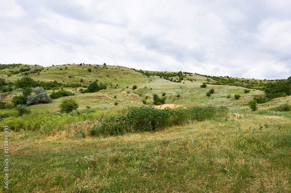 Fototapeta premium View on moldovan village green hills in summer time