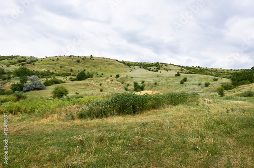 View on moldovan village green hills in summer time
