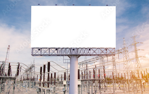 Blank billboard ready for new advertisement in High voltage Powe