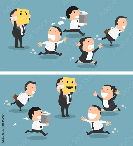 Boss changing his mood from bad to good,vector