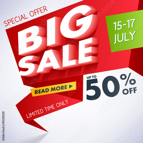 Big Sale offer poster banner vector illustration.