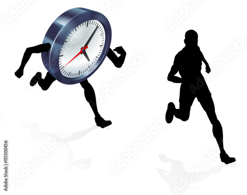 Time Clock Running Work Life Balance Concept