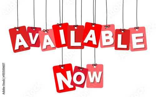 Vector colorful hanging cardboard. Tags - available now