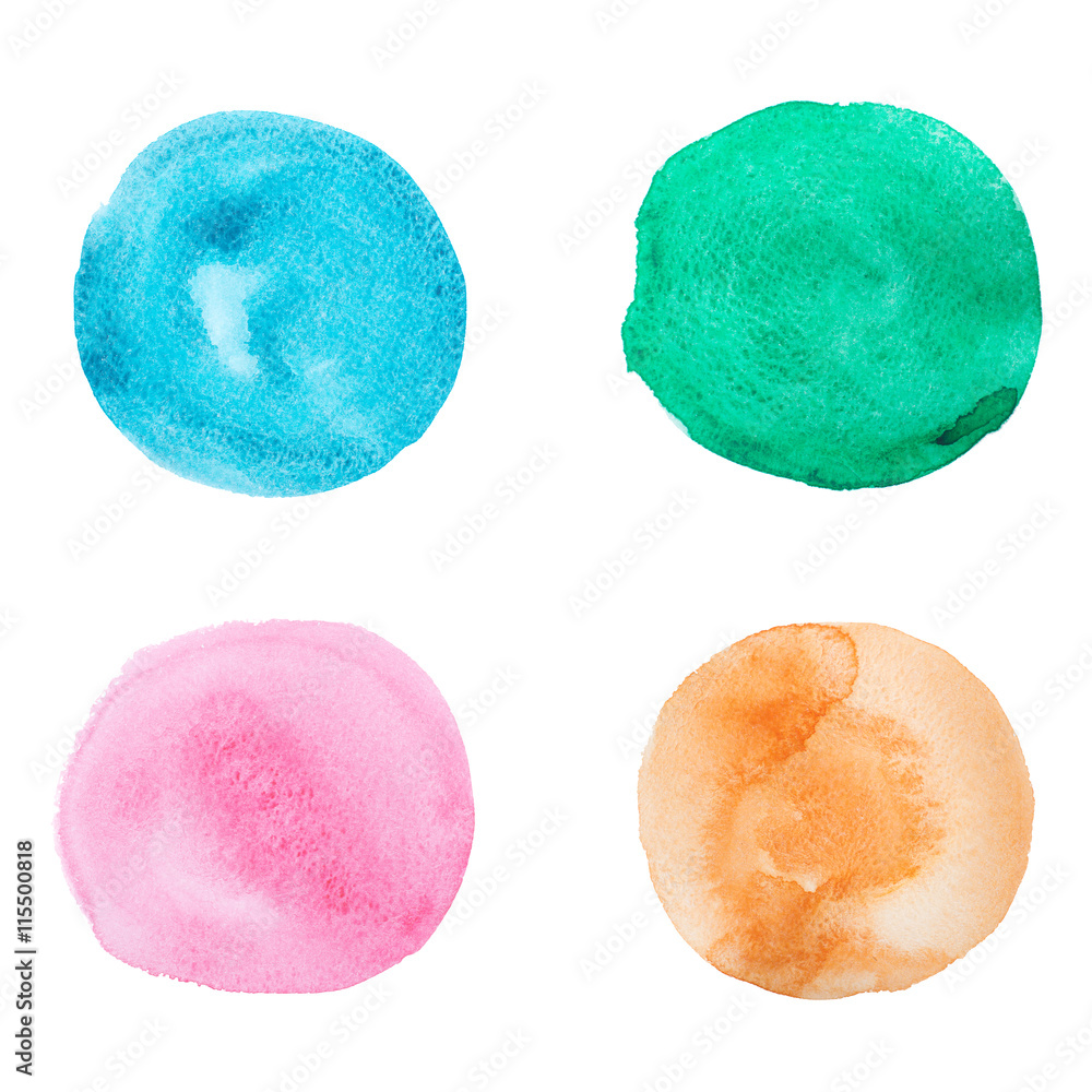 Set of watercolor rounds, isolated on white background Set of watercolor rounds, isolated on white background