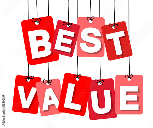 Vector colorful hanging cardboard. Tags - best value