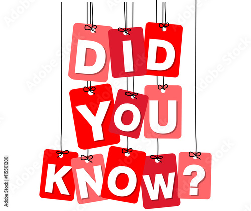 Vector colorful hanging cardboard. Tags - did you know