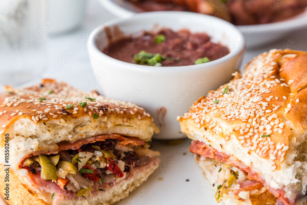 Muffalatta Sandwich with Cup of Red Beans Muffalatta Sandwich with Cup of Red Beans