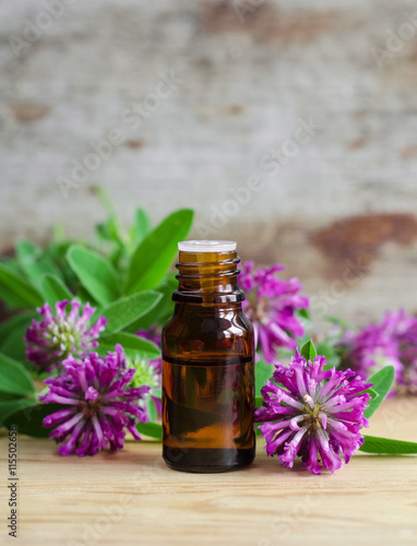 Small bottle of red clover extract  tincture  infusion  oil 