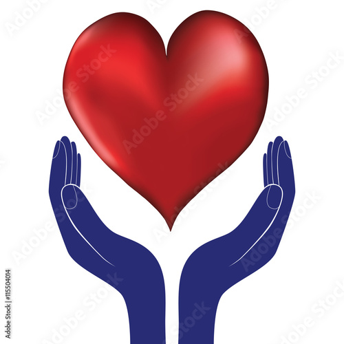 Hands and heart. Icon of kindness and charity vector valentine day