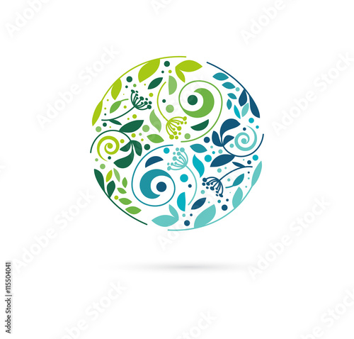 Alternative, Chinese medicine and wellness, herbal, zen meditation concept - vector yin yang icon, logo