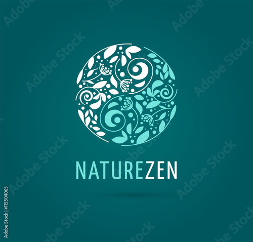 Alternative, Chinese medicine and wellness, herbal, zen meditation concept - vector yin yang icon, logo
