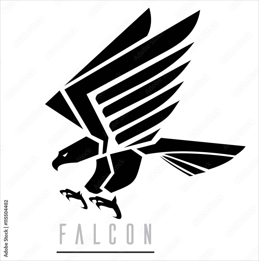 Naklejka premium Black Falcon Atakujący sokoła.