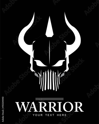 Skull with the horn, in black and white.