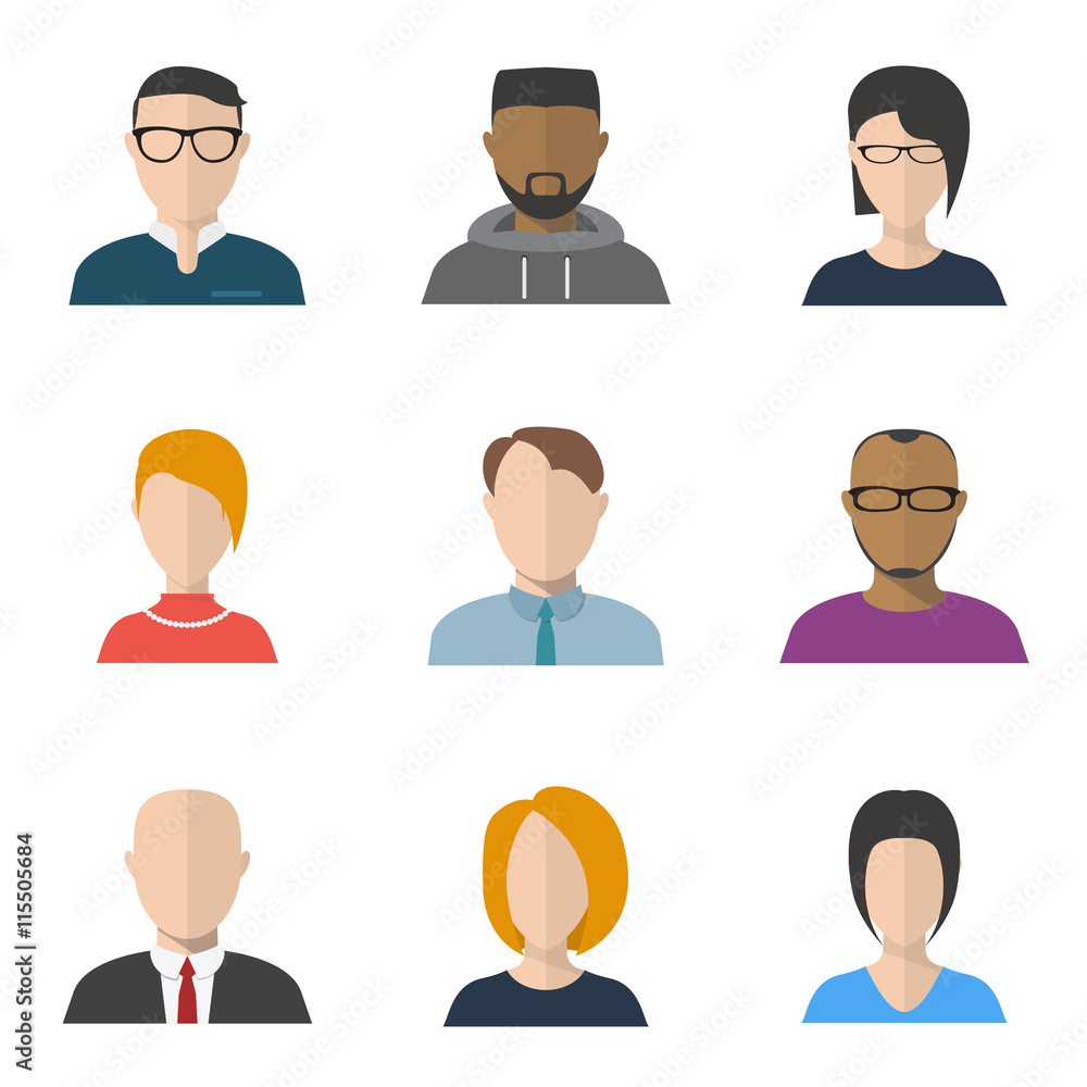 Set of people faces Set of people faces