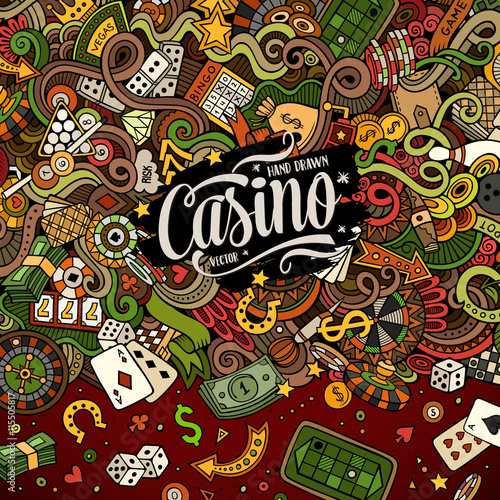 Cartoon doodles casino frame design