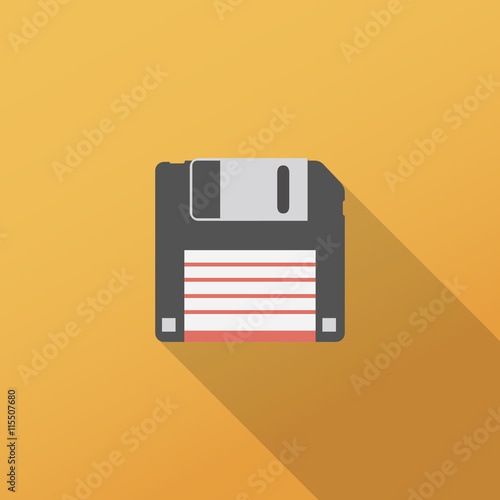 Floppy disk icon with long shadow